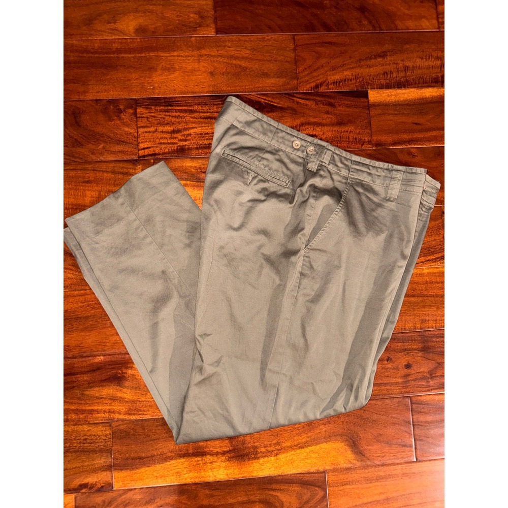 Eddie Bauer Mens Olive Green Chino Pants 38x32 Straight Leg‎ 100% Cotton Twill